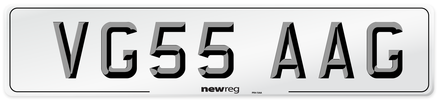 VG55 AAG Number Plate from New Reg